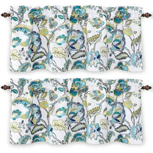 DriftAway 2pc Valance Layla Floral Valance - Ivory Teal Gray